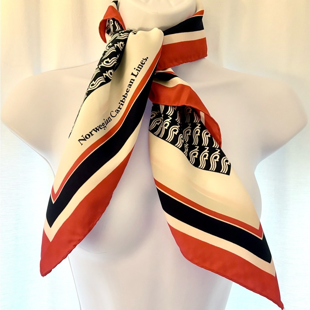 Vintage Norwegian Caribbean Cruise Line Scarf - red, white, blue
